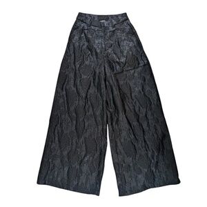 Boutique Black Floral Wide Leg Pants Sizes S+M